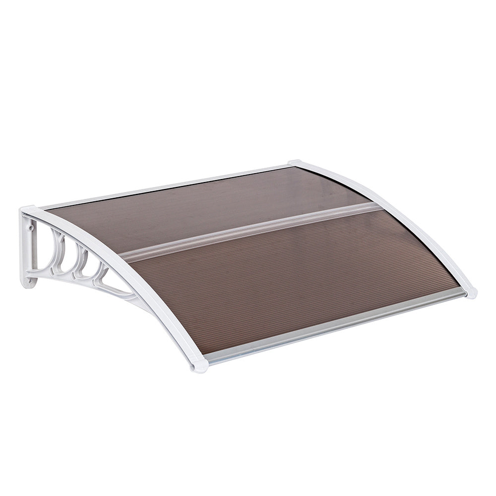 100 x 80 cm Household Application Door & Window Rain Cover Eaves Brown Board & White Holder