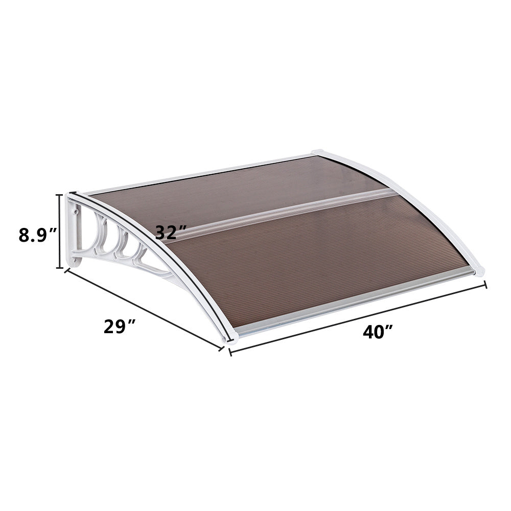 100 x 80 cm Household Application Door & Window Rain Cover Eaves Brown Board & White Holder
