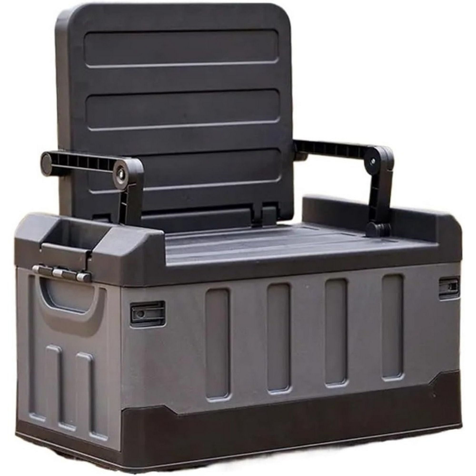 Trunk Organizer with Lid for Car, Seatable Camping Organizer with Bag, Multifunctional Collapsible Camping Storage Box for Outdoor Picnic, Car, Clothes, (Black)