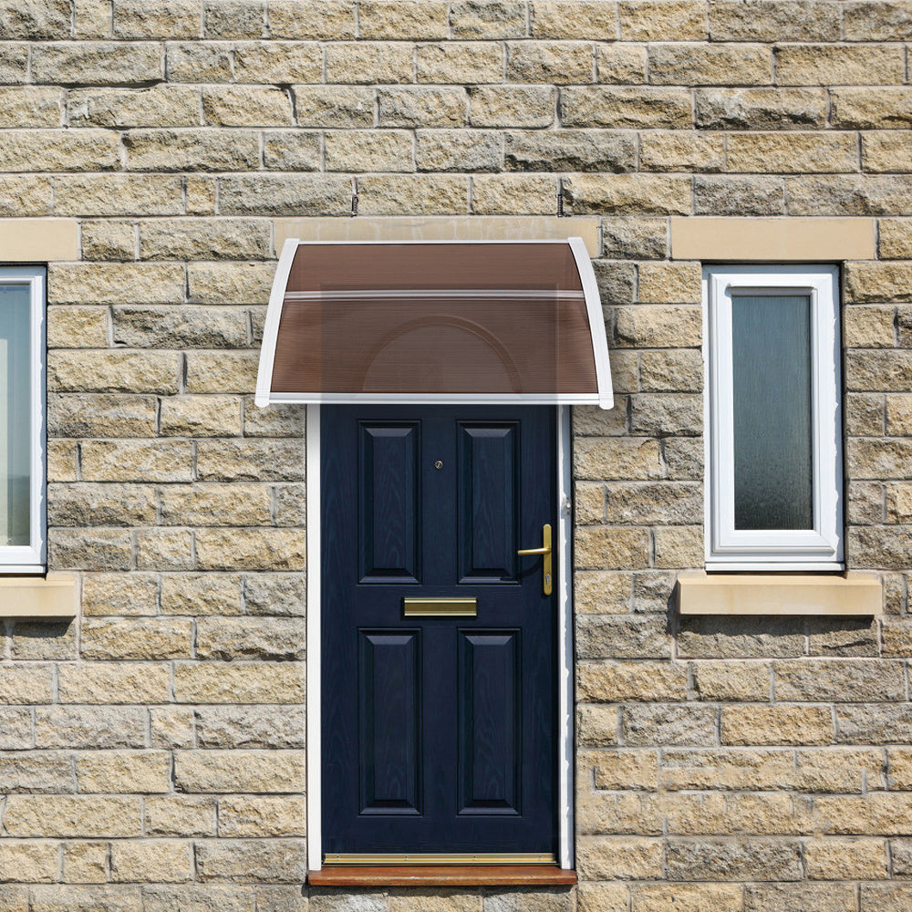 100 x 80 cm Household Application Door & Window Rain Cover Eaves Brown Board & White Holder