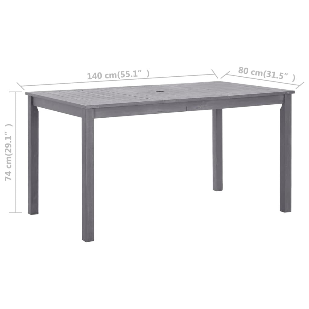 Patio Table Gray Wash 55.1"x31.5"x29.1" Solid Acacia Wood