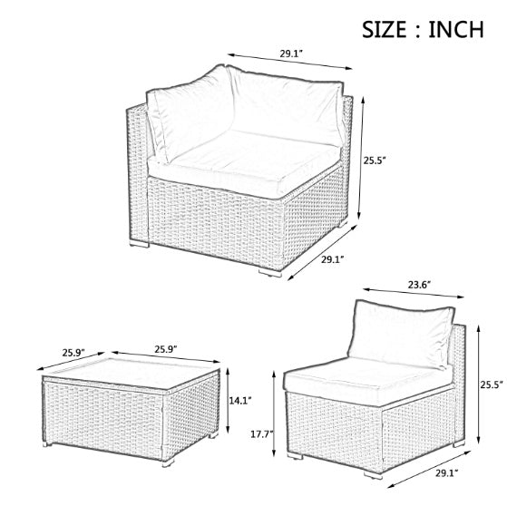 Patio Furniture PE Rattan And Tempered Glass Table