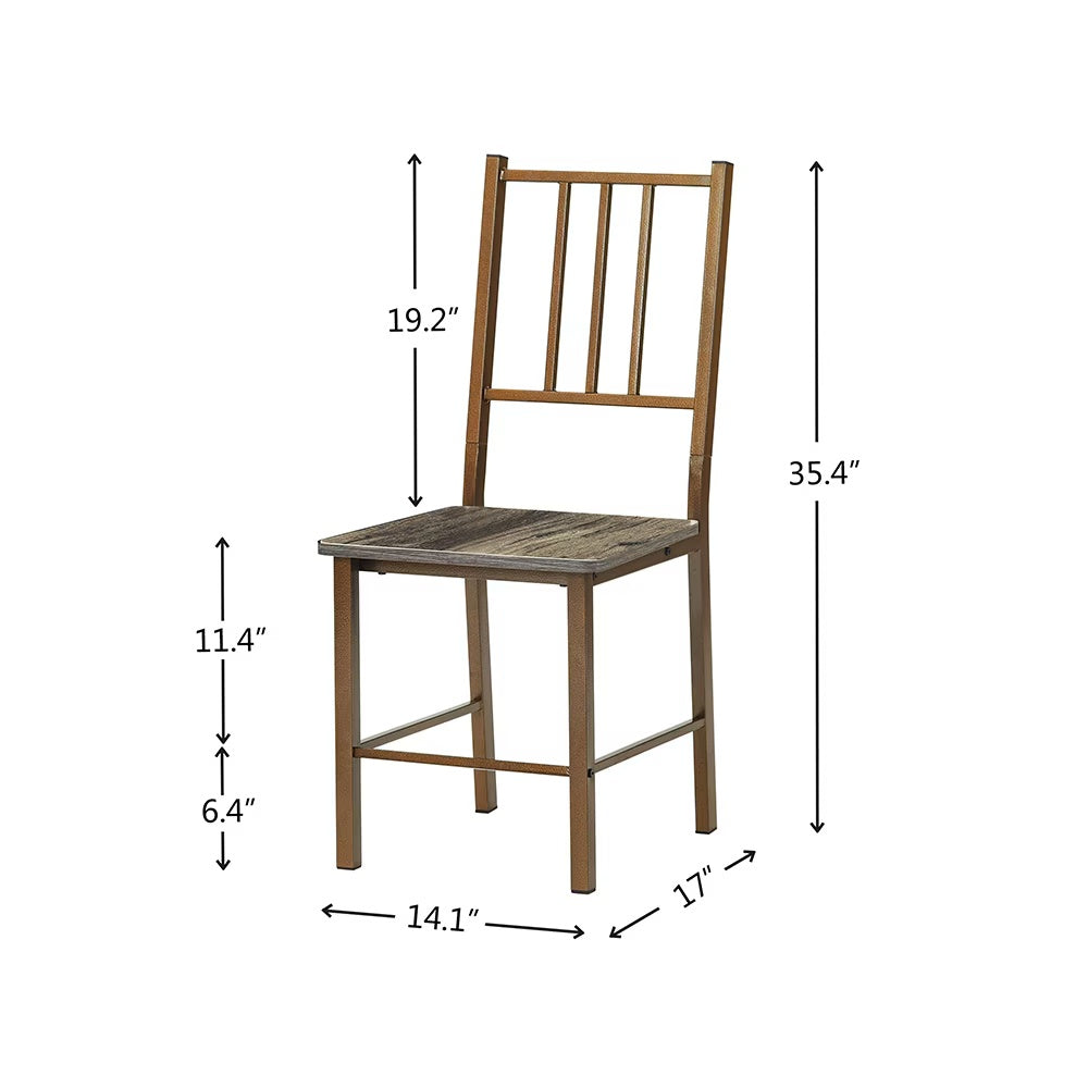 Dining Set For 2, Square Wooden Dining Table With 4 Legs And 2 Metal Chair For Home Office, Kitchen, Dining Room