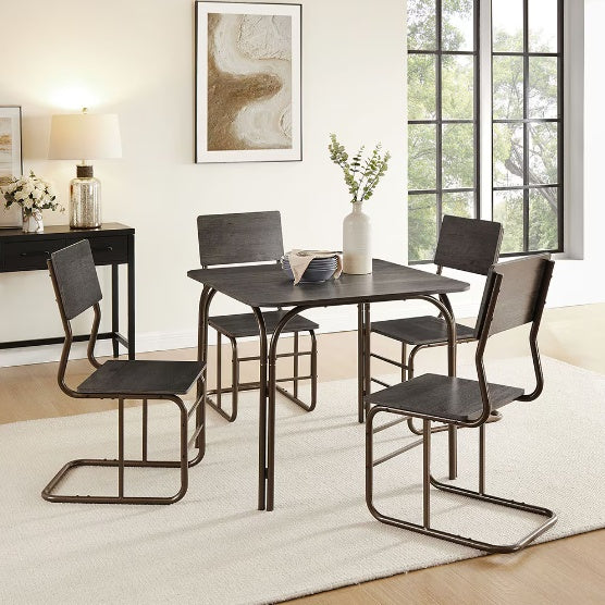 5-piece Wooden Table And 4 Chairs, Modern Dining Table Furniture Set