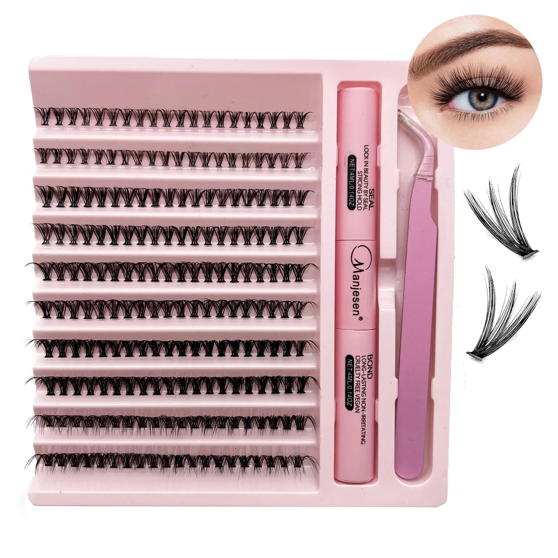 DIY Lashes Extension Kit - 200 PCS Clusters Lash Bond and Seal Makeup Tools