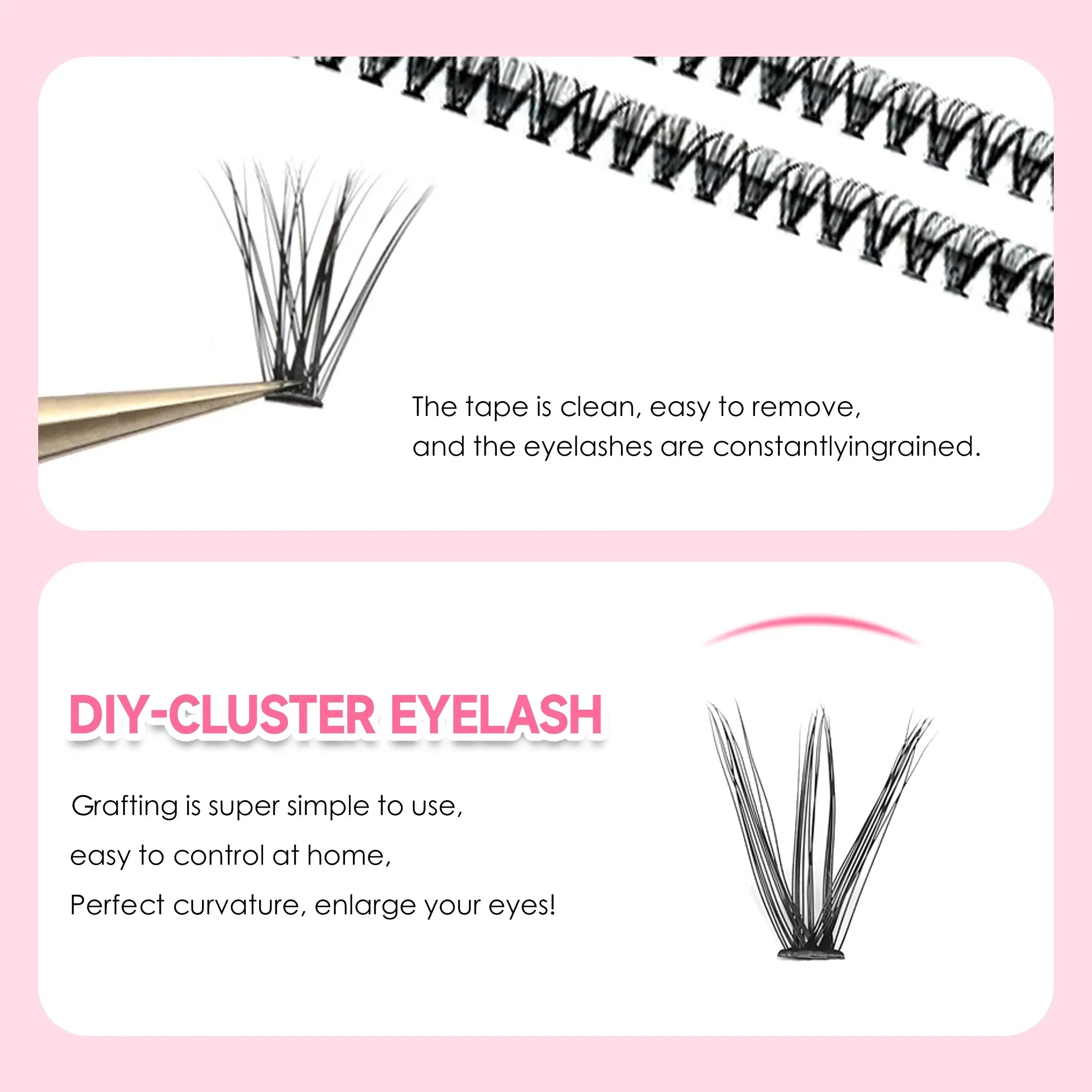 DIY Lashes Extension Kit - 200 PCS Clusters Lash Bond and Seal Makeup Tools