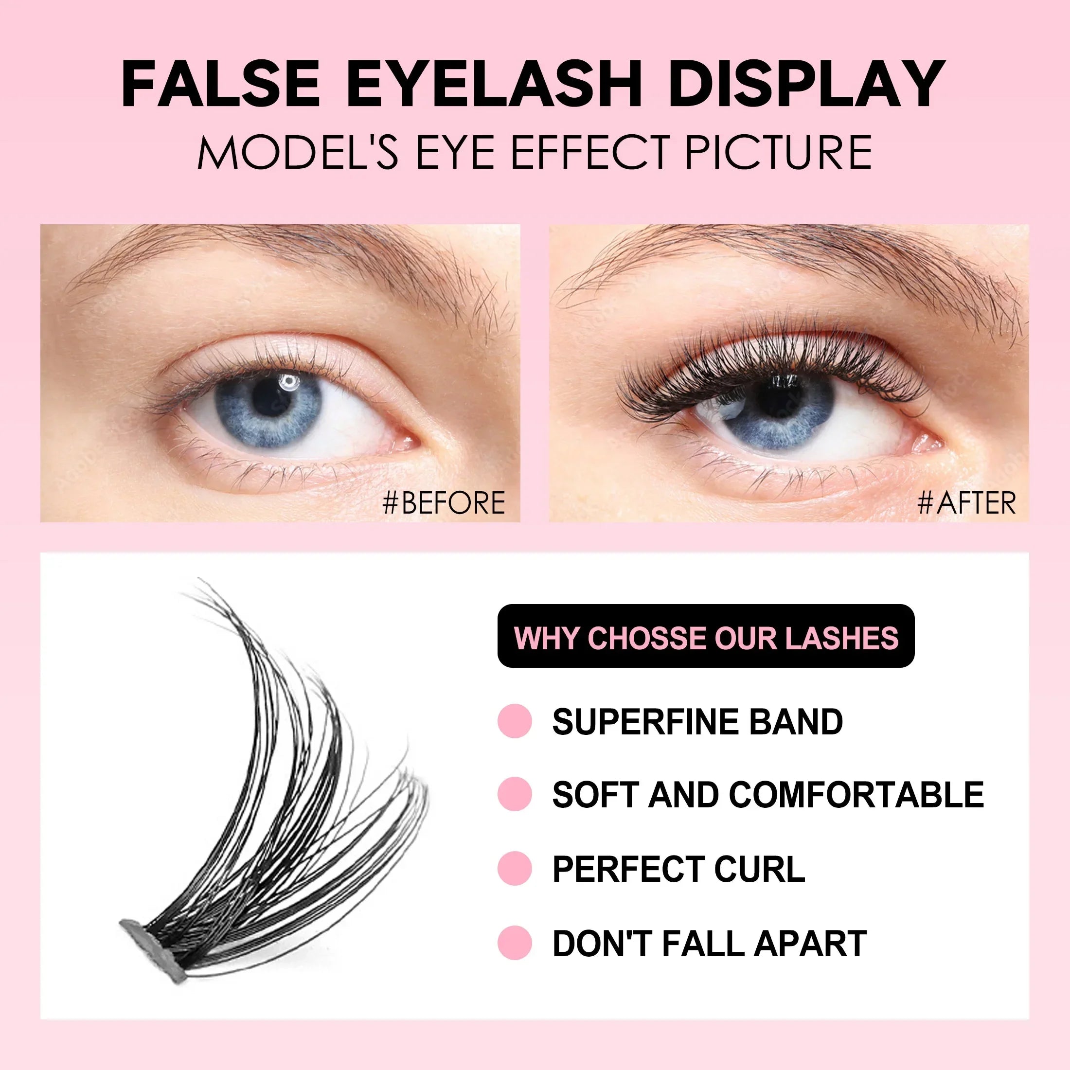 DIY Lashes Extension Kit - 200 PCS Clusters Lash Bond and Seal Makeup Tools