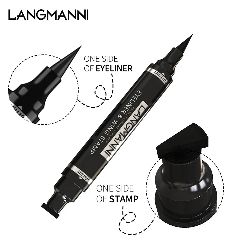 Dual-Ended Waterproof and Smudge-Proof Stamp Eyeliner Pen