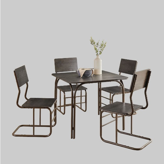 5-piece Wooden Table And 4 Chairs, Modern Dining Table Furniture Set