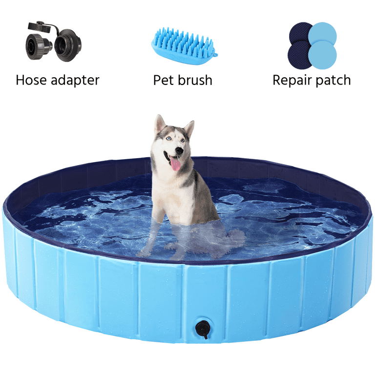 Collapsible Pet Pool Wash Tub for Cats and Dogs, Blue, XL, 55.1