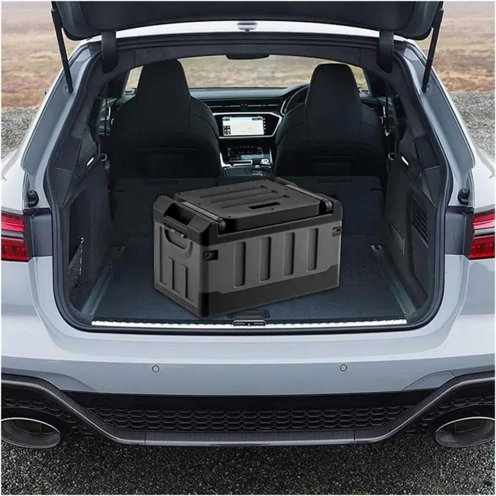 Trunk Organizer with Lid for Car, Seatable Camping Organizer with Bag, Multifunctional Collapsible Camping Storage Box for Outdoor Picnic, Car, Clothes, (Black)