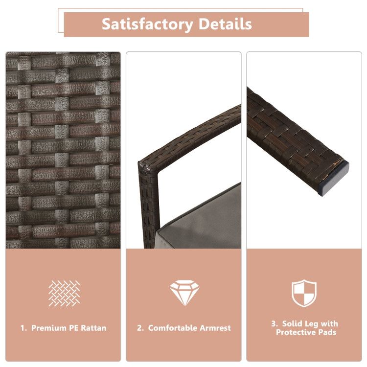 4 Pieces Patio Rattan Cushioned Furniture Set with Loveseat and Table Outdoor Conversation Sets