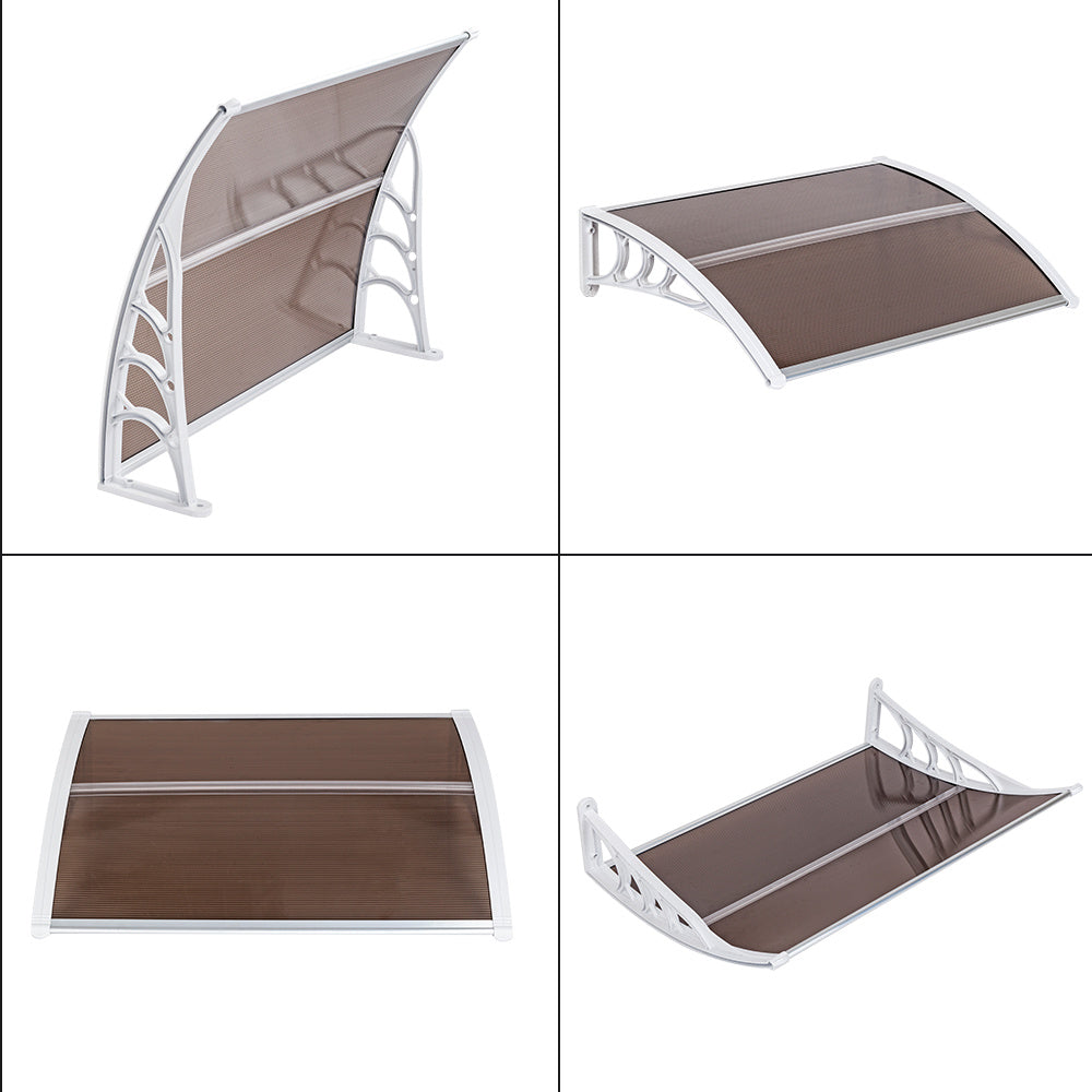 100 x 80 cm Household Application Door & Window Rain Cover Eaves Brown Board & White Holder