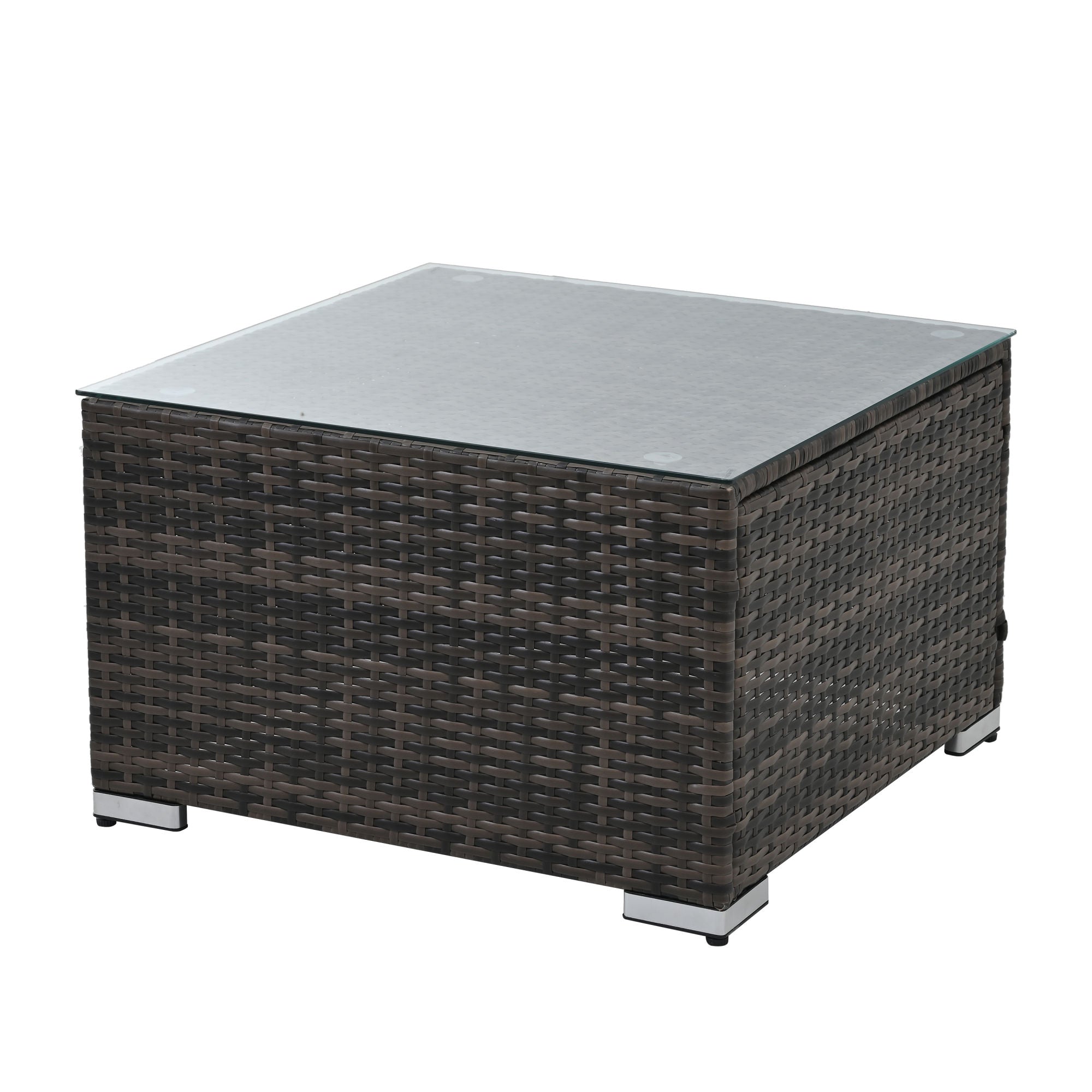 Patio Furniture, Outdoor Furniture, Seasonal PE Wicker Furniture, 4 Set Wicker Furniture With Tempered Glass Coffee Table