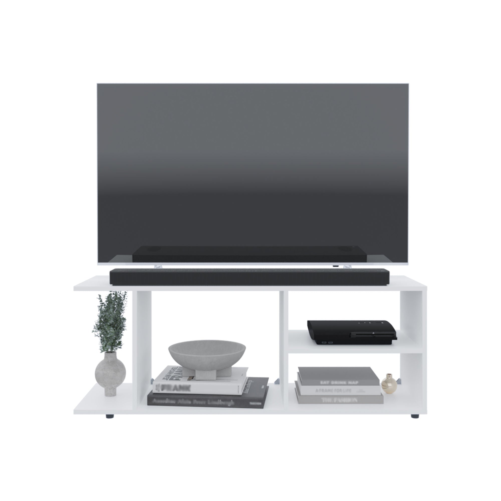 Goodwood Minimalistic Tv Stand for 65-Inch TV With 5 Open Shelves