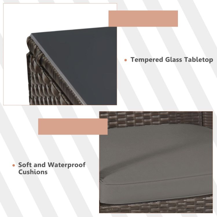 4 Pieces Patio Rattan Cushioned Furniture Set with Loveseat and Table Outdoor Conversation Sets