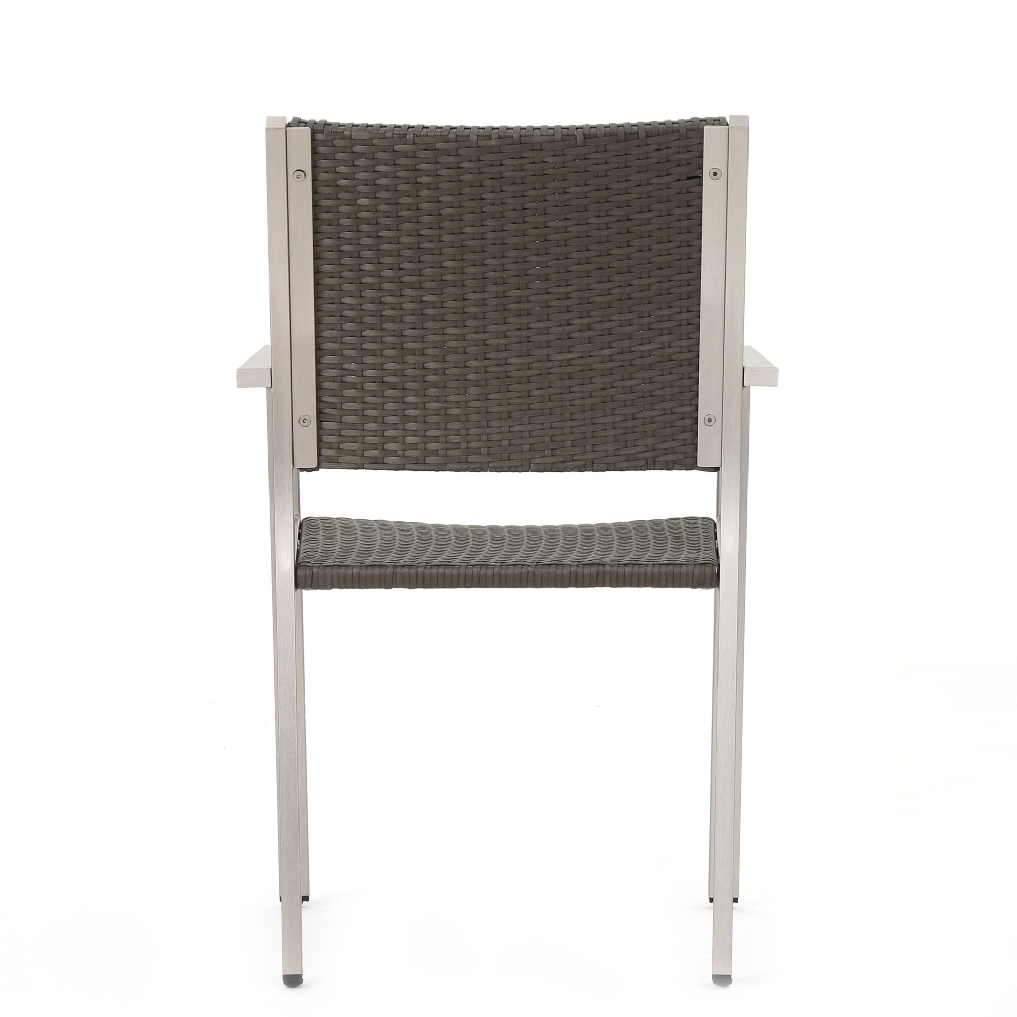 Cape Coral Outdoor Wicker Dining Chairs with Aluminum Frames, 2-Pcs Set, Grey