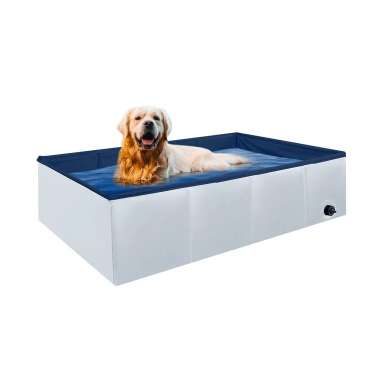 Dog Pool, Rectangular Foldable Portable Outdoor Grooming Kids Pool Dog - Gray