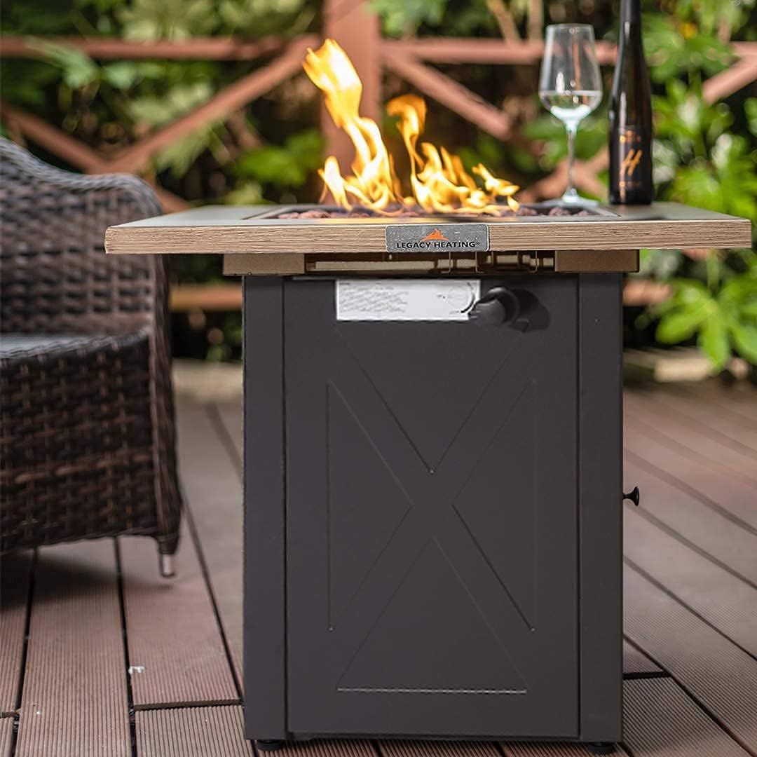 LEGACY HEATING Propane Fire Pit Table, 50,000 BTU Square Fire Table, Fire Pit Propane for Outside Patio, Add Warmth and Ambience to Gatherings and Parties On Patio Deck Garden Backyard