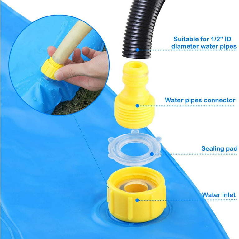 Kids Sprinkler, Splash Mat, Outdoor Inflatable Sprinkler Water Toys, 68 Inch Kids Playing Mat Toys,