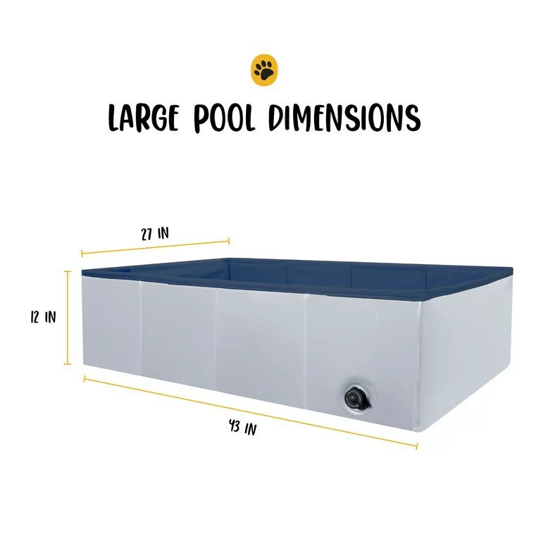 Dog Pool, Rectangular Foldable Portable Outdoor Grooming Kids Pool Dog - Gray