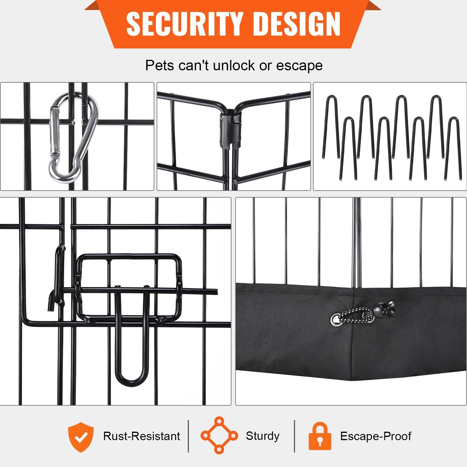 VEVOR Dog Playpen, 8 Panels Foldable Metal Dog Exercise Pen with Bottom Pad, 24