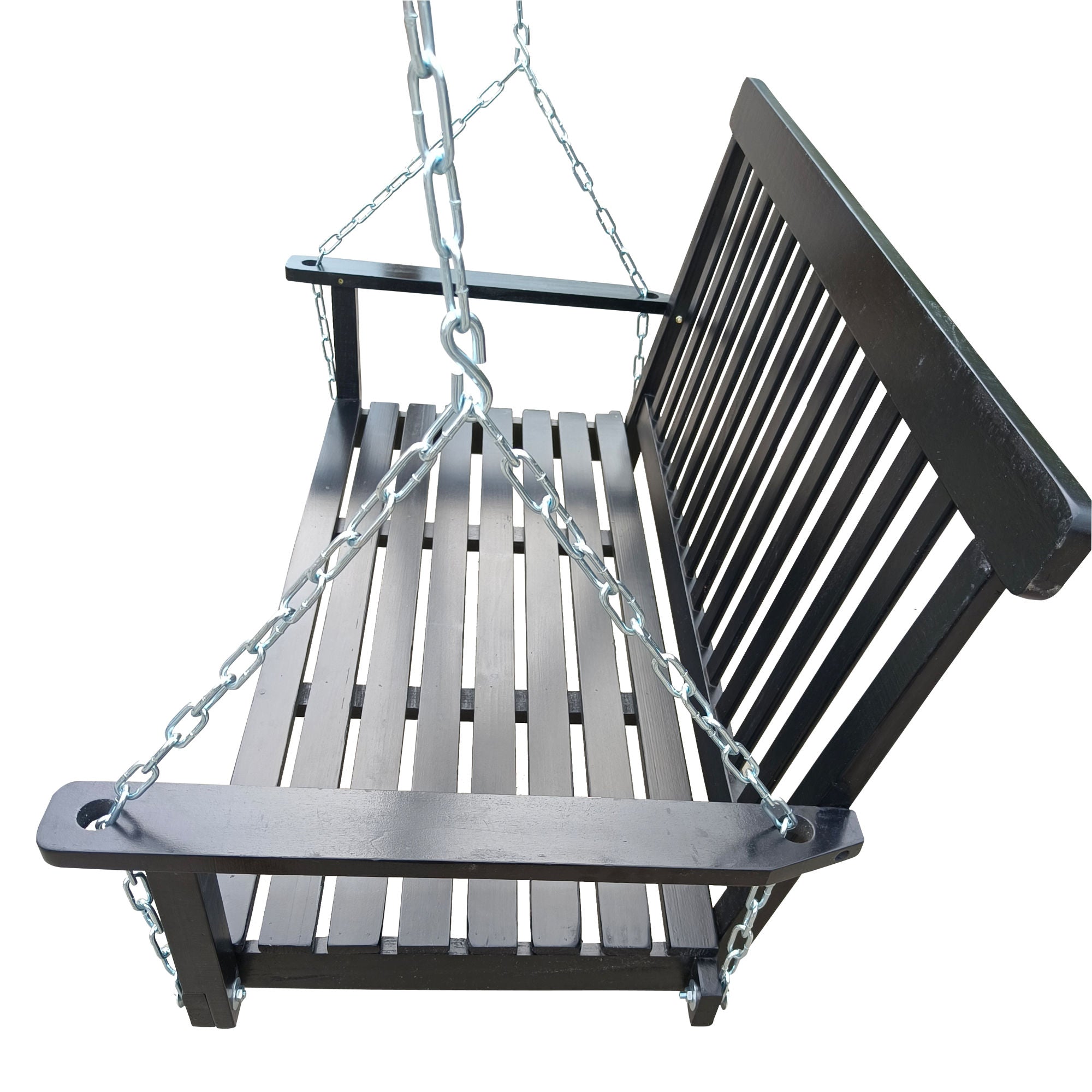 Front Porch Swing with Armrests, Wood Bench Swing with Hanging Chains,for Outdoor Patio ,Garden Yard, porch, backyard, or sunroom,Easy to Assemble,black