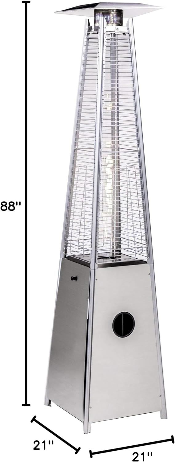 LEGACY HEATING Delta X5 Pyramid Patio Heater, 40,000BTU Outdoor Patio Heater, Quartz Glass Tube Propane Heaters for Patio with Wheels, Triple Protection System, for Patio Backyard Garden Pool