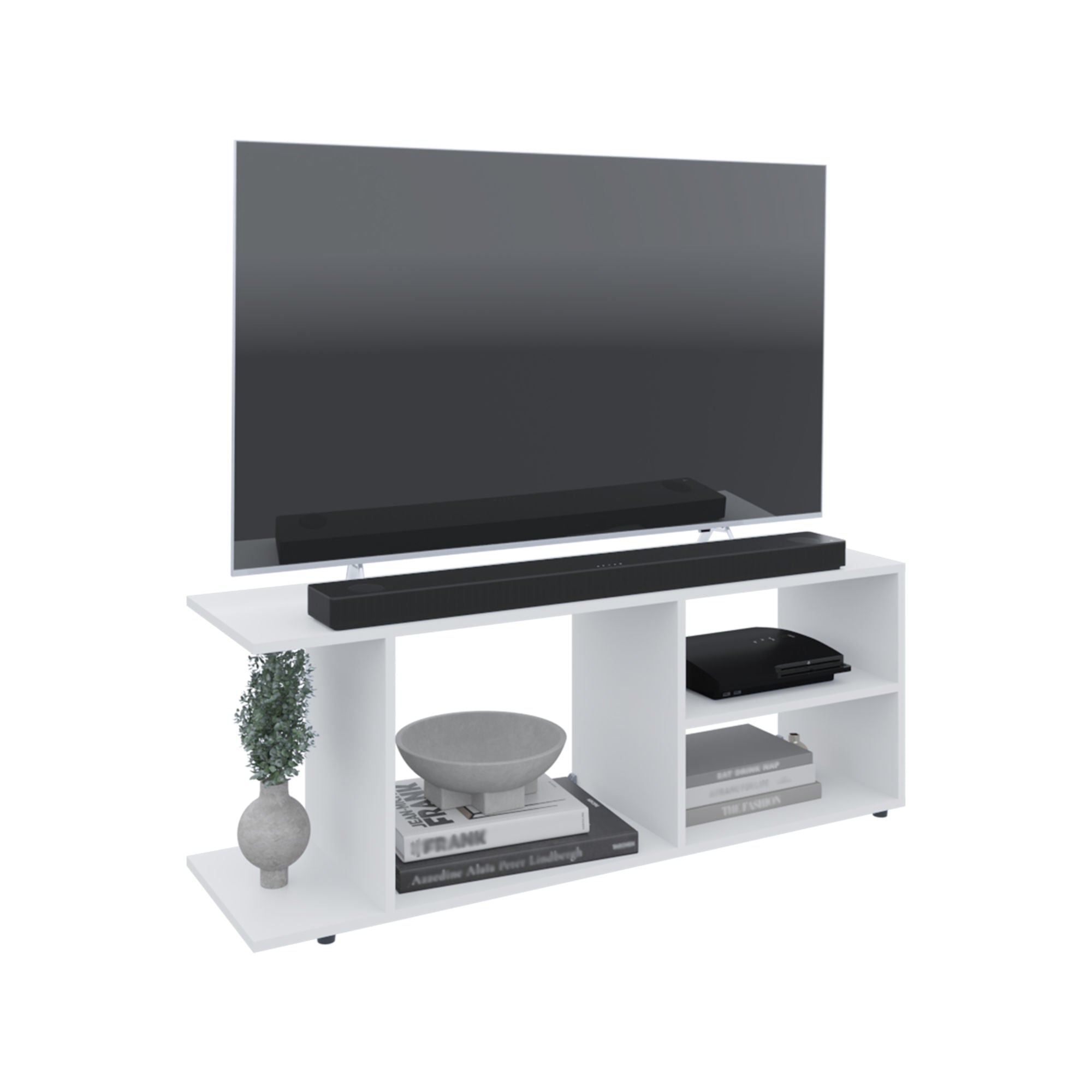 Goodwood Minimalistic Tv Stand for 65-Inch TV With 5 Open Shelves