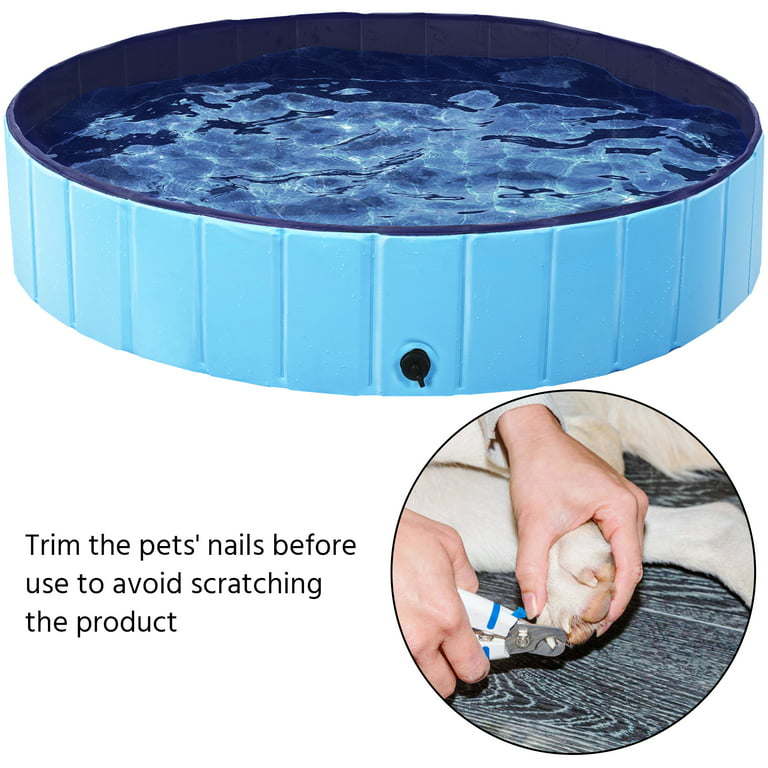 Collapsible Pet Pool Wash Tub for Cats and Dogs, Blue, XL, 55.1