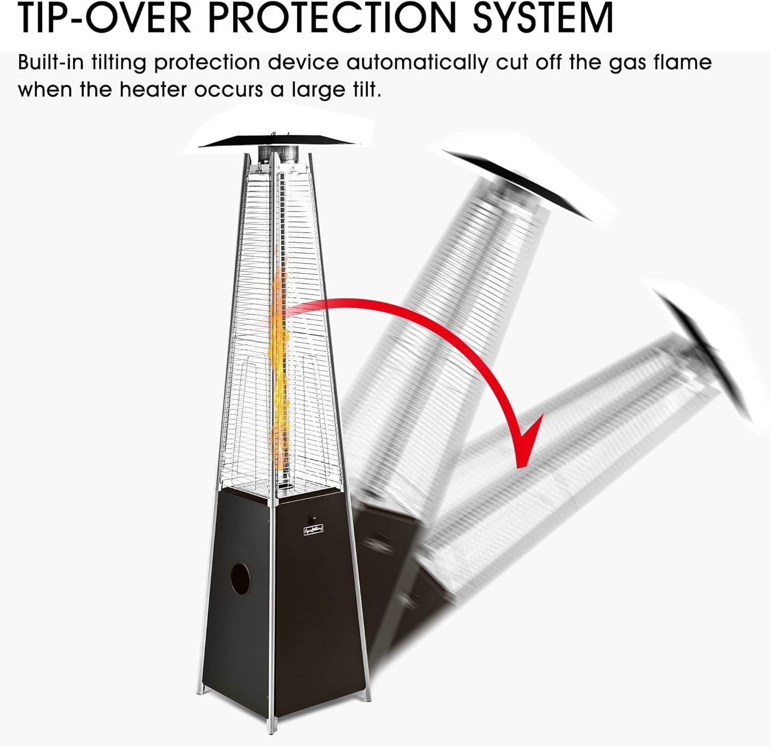 LEGACY HEATING Delta X5 Pyramid Patio Heater, 40,000BTU Outdoor Patio Heater, Quartz Glass Tube Propane Heaters for Patio with Wheels, Triple Protection System, for Patio Backyard Garden Pool