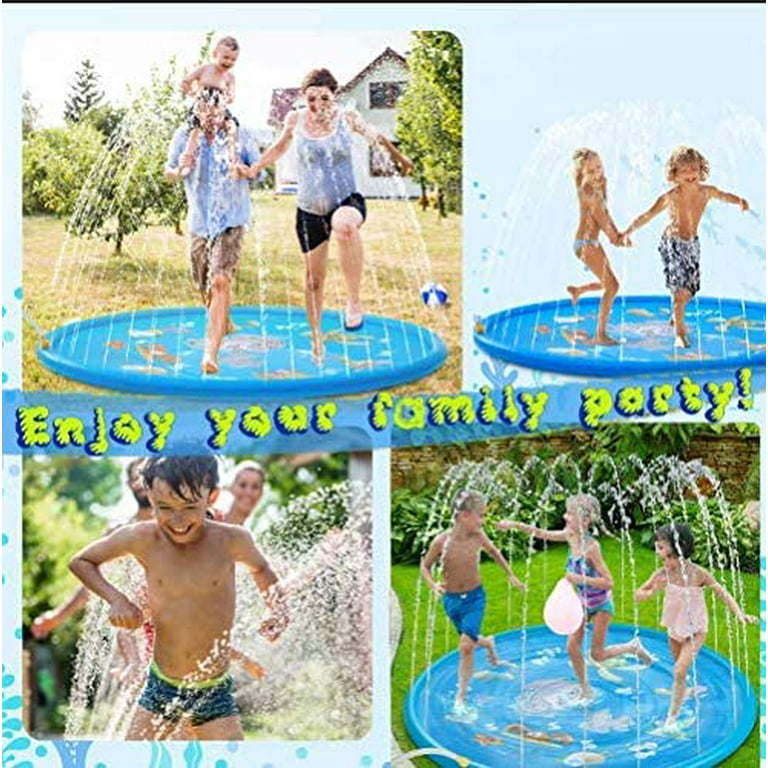 Kids Sprinkler, Splash Mat, Outdoor Inflatable Sprinkler Water Toys, 68 Inch Kids Playing Mat Toys,