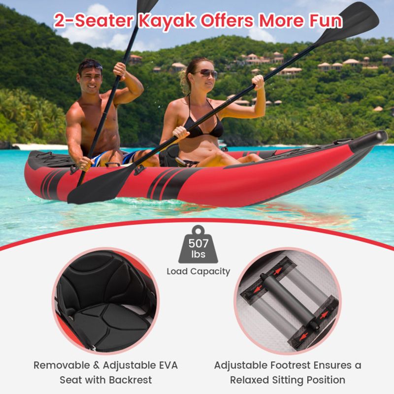 Inflatable 2-person Kayak Set with Aluminium Oars and Repair Kit