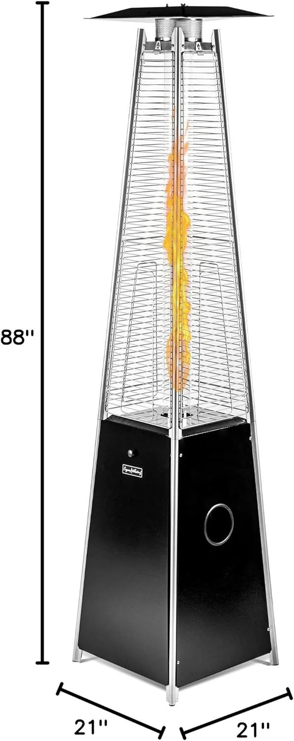 LEGACY HEATING Delta X5 Pyramid Patio Heater, 40,000BTU Outdoor Patio Heater, Quartz Glass Tube Propane Heaters for Patio with Wheels, Triple Protection System, for Patio Backyard Garden Pool