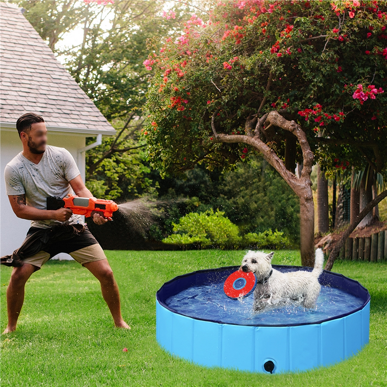 Collapsible Pet Pool Wash Tub for Cats and Dogs, Blue, XL, 55.1