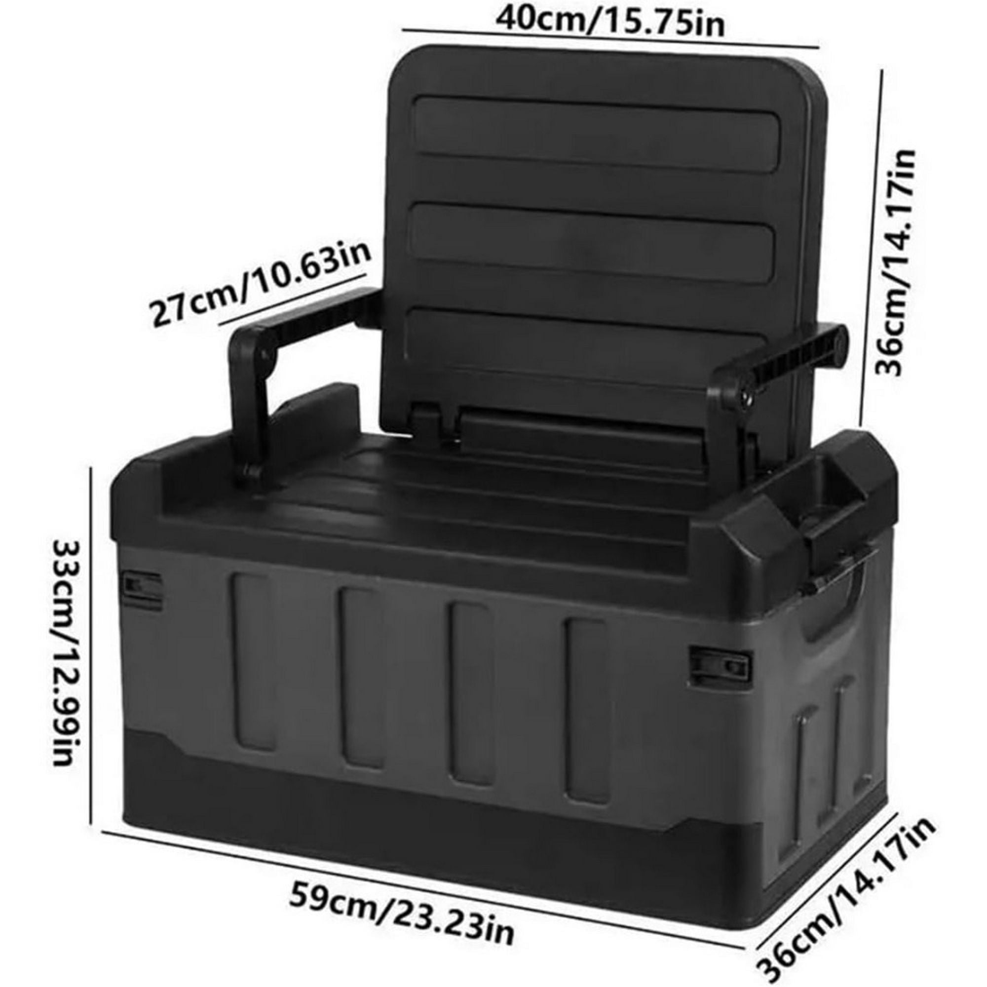Trunk Organizer with Lid for Car, Seatable Camping Organizer with Bag, Multifunctional Collapsible Camping Storage Box for Outdoor Picnic, Car, Clothes, (Black)