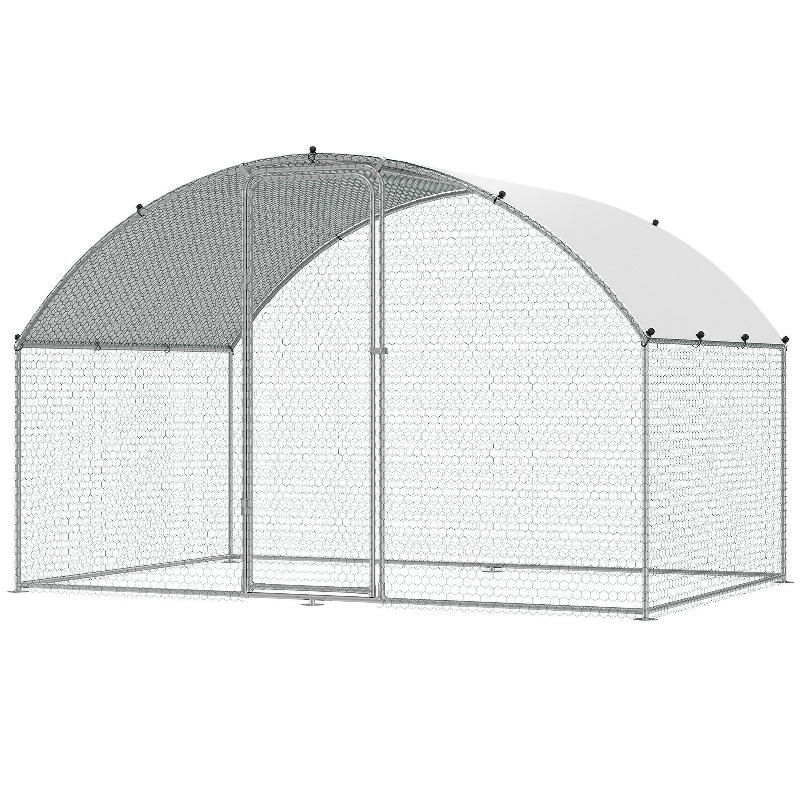 VEVOR Chicken Coop, 9.8x6.5x6.5ft Walk-in Large Metal Chicken Run for Yard with Waterproof Cover, Doom Roof Hen House with Security Lock for Outdoor and Backyard, Farm, Duck Rabbit Cage Poultry Pen