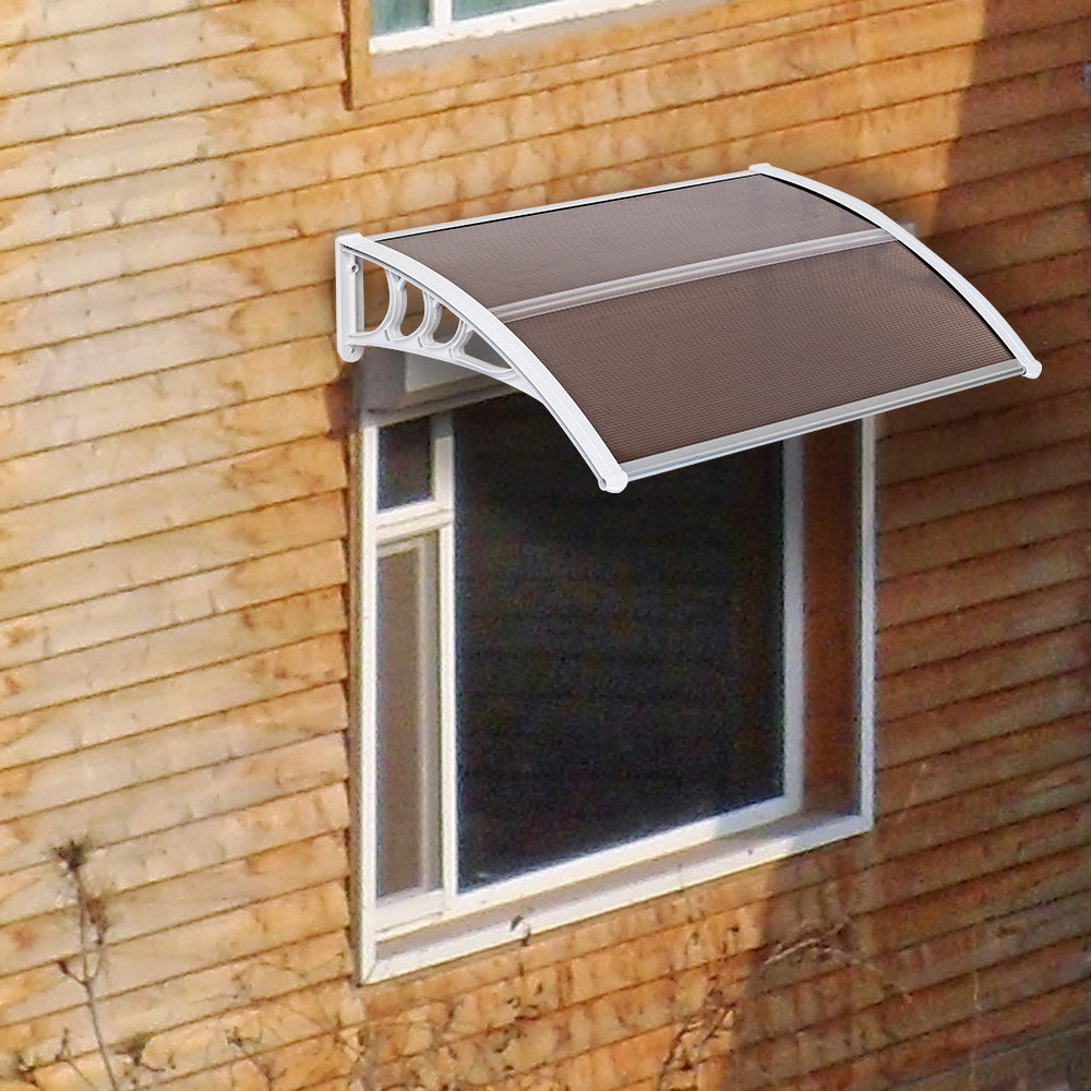 100 x 80 cm Household Application Door & Window Rain Cover Eaves Brown Board & White Holder