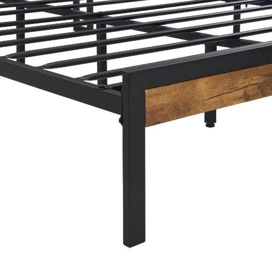 Queen Size Metal Platform Bed Frame With Wooden Headboard And Footboard With USB LINER