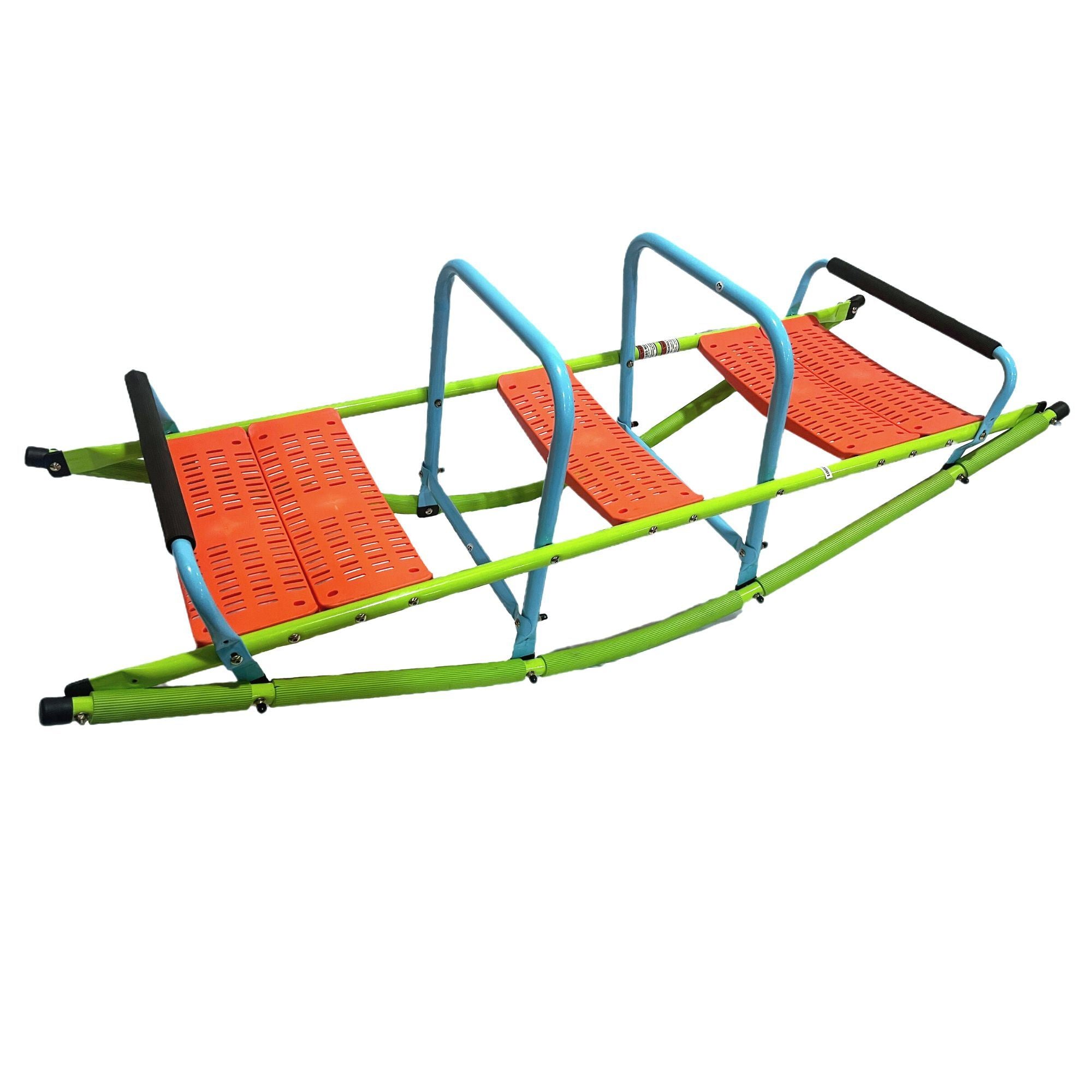 XSS008 high quality kids seesaw plastic seat playground equipment cute baby plastic rocker outdoor children blue and green steel tube for kids age 3+