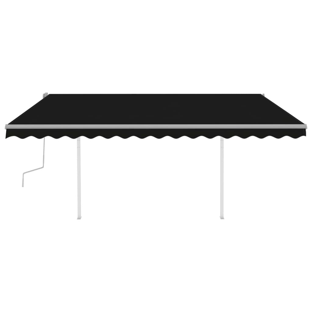 Manual Retractable Awning with Posts 13.1'x9.8' Anthracite