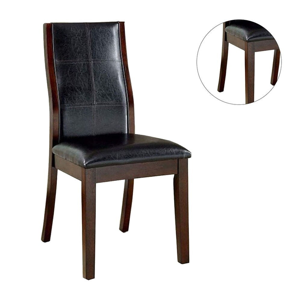 Transitional Dining Room Side Chairs Set of 2pc Chairs only Brown Cherry Unique Curved Back Espresso Leatherette Padded Seat