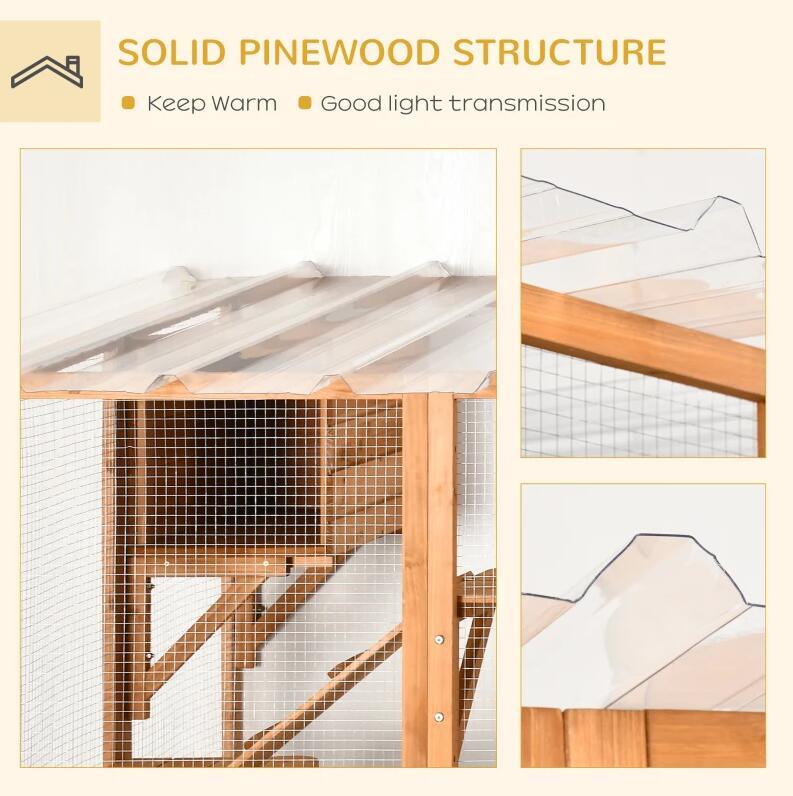 Catio Playground Cat Window Box Outside Enclosure, Wooden Outdoor Cat House with Weather Protection Roof for Multiple Kitties, Cat Shelter Kitten Playpen with Shelves & Bridges