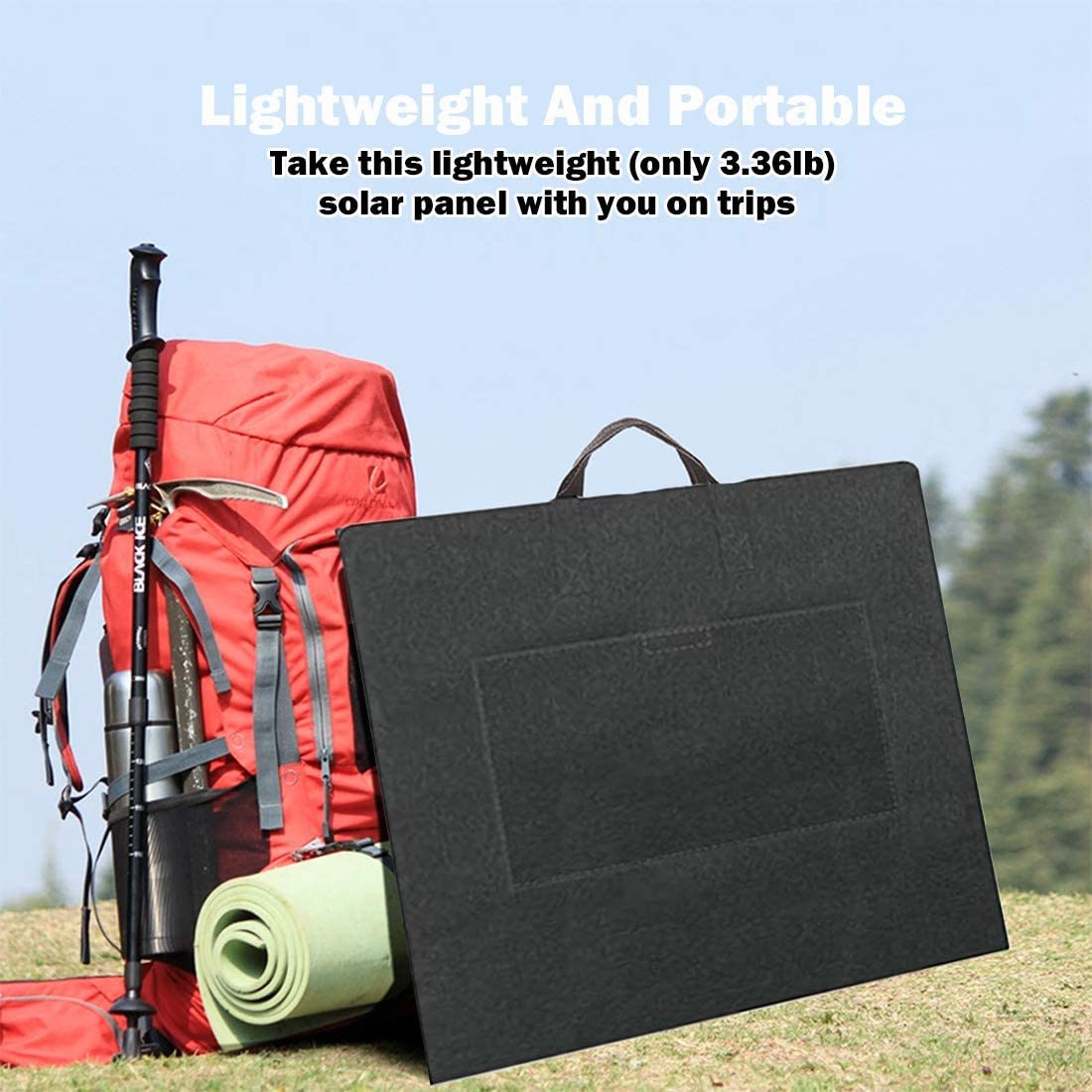 50W 18V Portable Solar Panel, Flashfish Foldable Solar Charger with 5V USB 18V DC Output Compatible with Portable Generator, Smartphones, Tablets and More