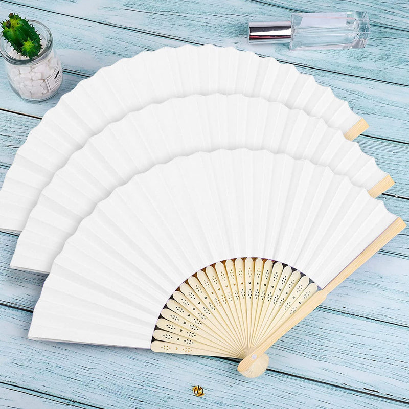 20/30/50pcs Hand-Painted Foldable Paper Fan White Folding Elegant Hand Fan Portable Party Wedding Supplies Gift Dance Fan Decor