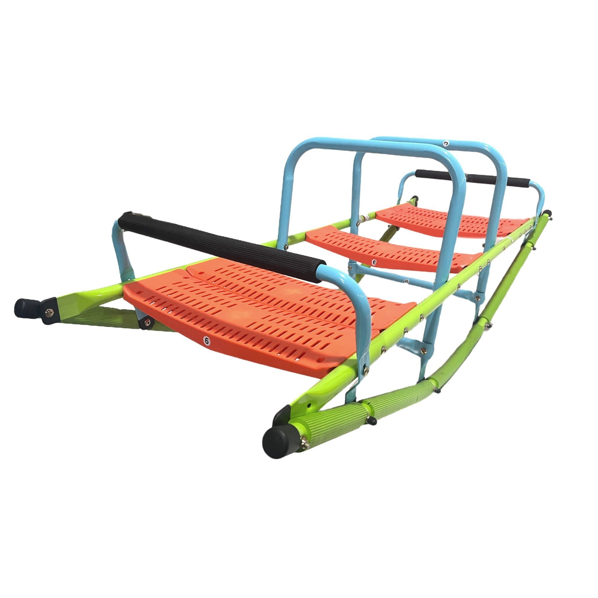 XSS008 high quality kids seesaw plastic seat playground equipment cute baby plastic rocker outdoor children blue and green steel tube for kids age 3+