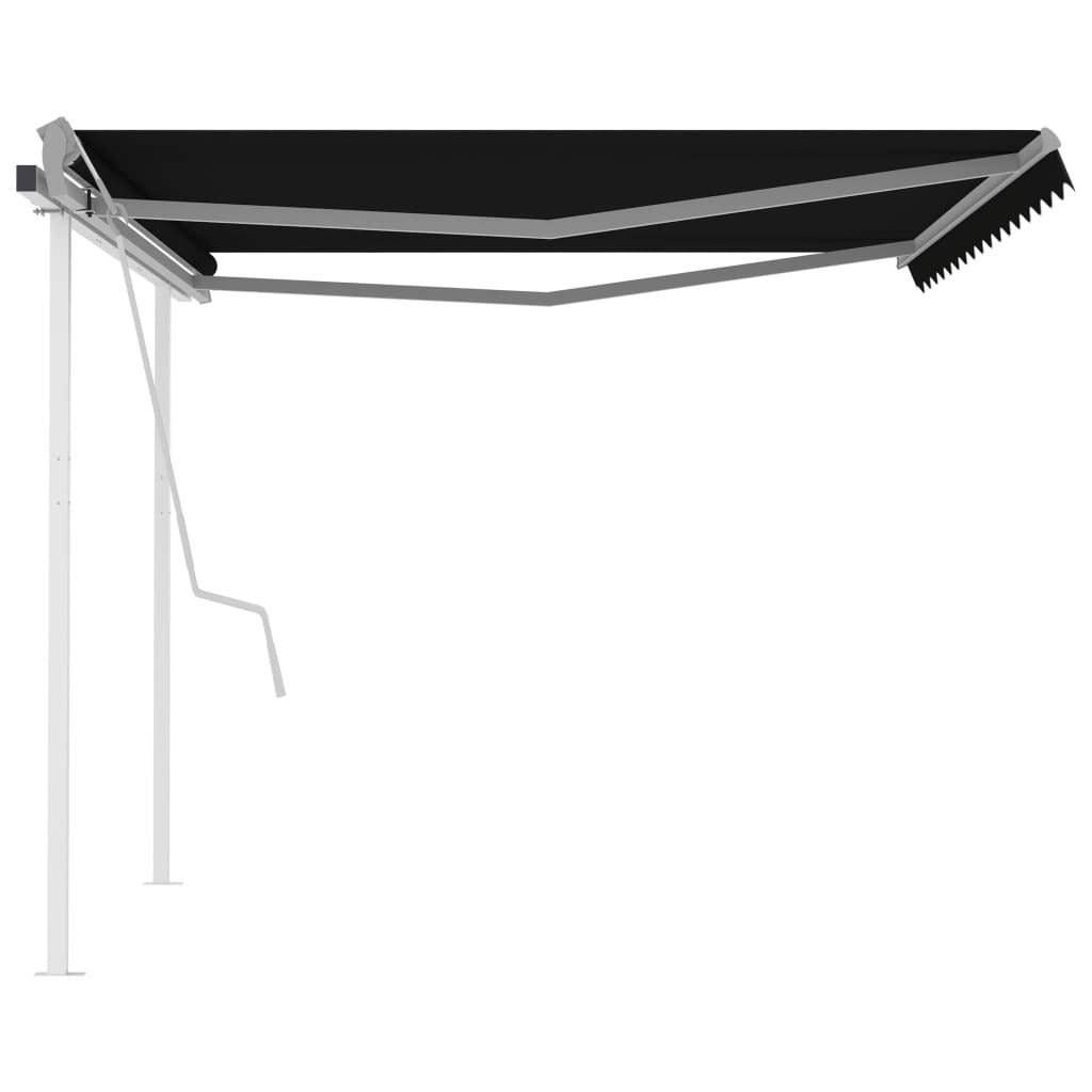 Manual Retractable Awning with Posts 13.1'x9.8' Anthracite