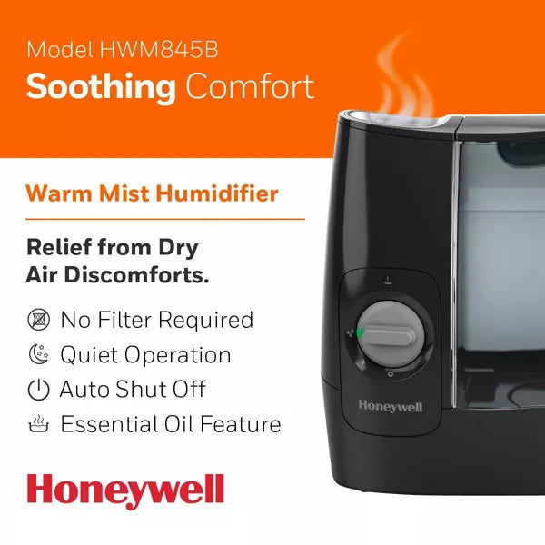 Warm Mist Humidifier with Essential Oil Cup Filter Free Black