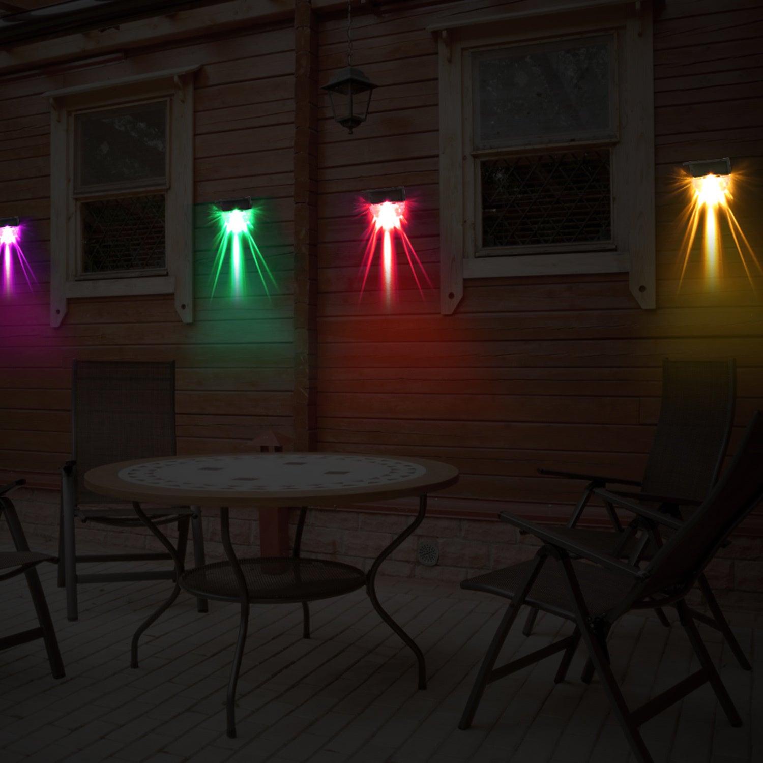 4Pcs Solar Deck Lights Outdoor LED RGB Solar Decorative Step Fence Lamp