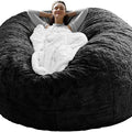 Bag Chair Cover(it was only a Cover;  not a Full Bean Bag) Chair Cushion;  Big Round Soft Fluffy PV Velvet Sofa Bed Cover;  Living Room Furniture;  Lazy Sofa Bed Cover; 6ft Black